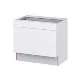 Hugo&Borg Lasalle 36-in W x 32.5-in H x 25-in D Bright White Slab 1-Drawer Base Fully Assembled Cabinet (Flat Panel Slab Style)