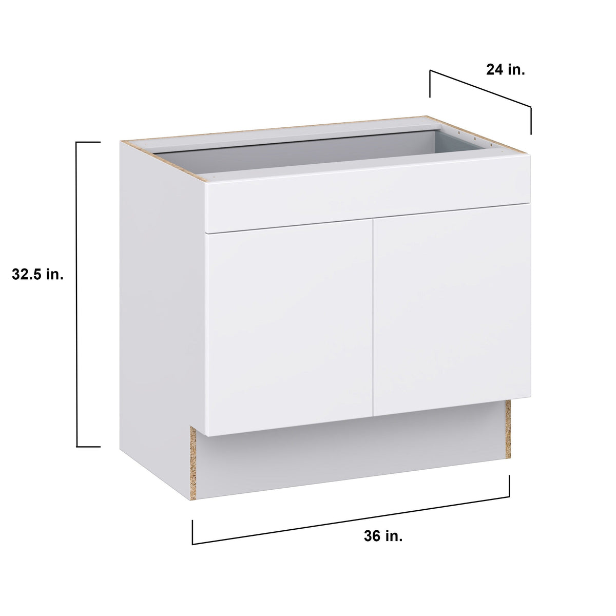 Hugo&Borg Lasalle 36-in W x 32.5-in H x 25-in D Bright White Slab 1-Drawer Base Fully Assembled Cabinet (Flat Panel Slab Style)