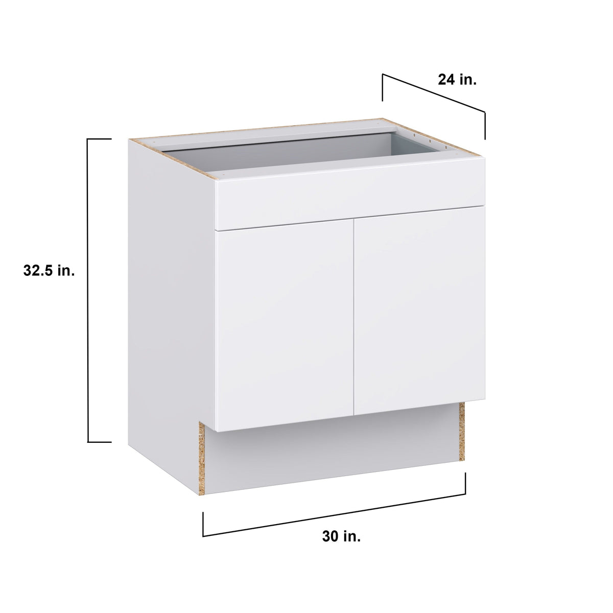 Hugo&Borg Lasalle 30-in W x 32.5-in H x 25-in D Bright White Slab 1-Drawer Base Fully Assembled Cabinet (Flat Panel Slab Style)