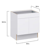 Hugo&Borg Lasalle 30-in W x 32.5-in H x 25-in D Bright White Slab 1-Drawer Base Fully Assembled Cabinet (Flat Panel Slab Style)