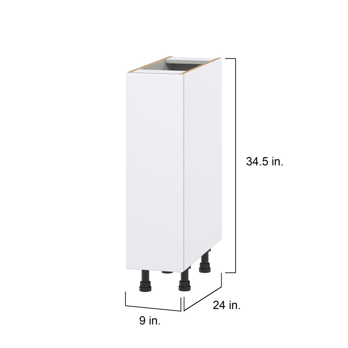 Hugo&Borg Lasalle 9-in W x 34.5-in H x 24-in D Bright White Slab Base Fully Assembled Cabinet (Flat Panel Slab Door Style)