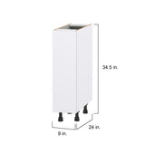 Hugo&Borg Lasalle 9-in W x 34.5-in H x 24-in D Bright White Slab Base Fully Assembled Cabinet (Flat Panel Slab Door Style)