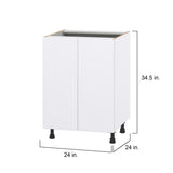 Hugo&Borg Lasalle 24-in W x 34.5-in H x 24-in D Bright White Slab Base Fully Assembled Cabinet (Flat Panel Slab Door Style)