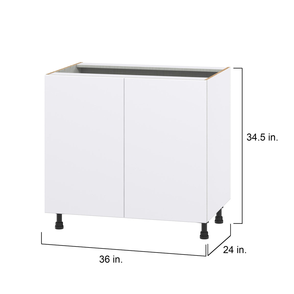 Hugo&Borg Lasalle 36-in W x 34.5-in H x 24-in D Bright White Slab Base Fully Assembled Cabinet (Flat Panel Slab Door Style)