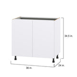 Hugo&Borg Lasalle 36-in W x 34.5-in H x 24-in D Bright White Slab Base Fully Assembled Cabinet (Flat Panel Slab Door Style)
