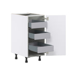 Hugo&Borg Lasalle 15-in W x 34.5-in H x 24-in D Bright White Slab 3-Drawers Base Fully Assembled Cabinet (Flat Panel Slab Style)