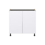 Hugo&Borg Lasalle 36-in W x 34.5-in H x 24-in D Bright White Slab Base Fully Assembled Cabinet (Flat Panel Slab Door Style)