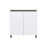 Hugo&Borg Lasalle 36-in W x 34.5-in H x 24-in D Bright White Slab 3-Drawers Base Fully Assembled Cabinet (Flat Panel Slab Style)