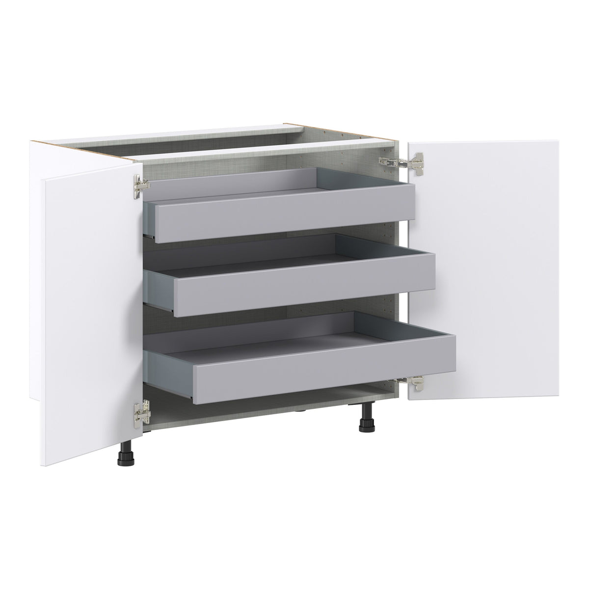 Hugo&Borg Lasalle 36-in W x 34.5-in H x 24-in D Bright White Slab 3-Drawers Base Fully Assembled Cabinet (Flat Panel Slab Style)