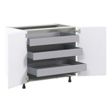 Hugo&Borg Lasalle 36-in W x 34.5-in H x 24-in D Bright White Slab 3-Drawers Base Fully Assembled Cabinet (Flat Panel Slab Style)