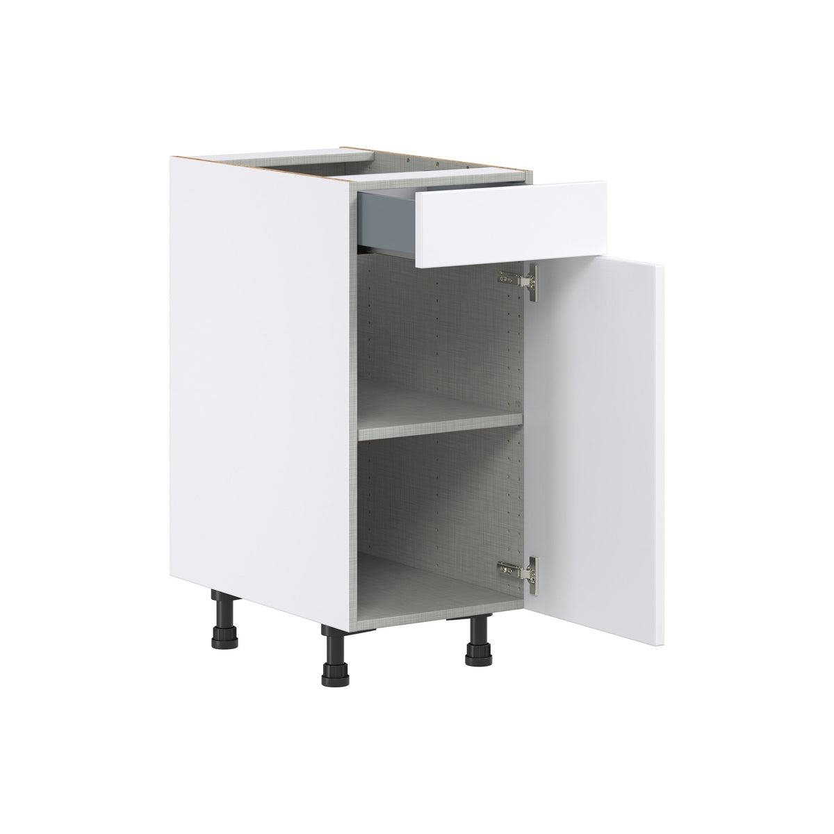 Hugo&Borg Lasalle 15-in W x 34.5-in H x 24-in D Bright White Slab 1-Drawer Base Fully Assembled Cabinet (Flat Panel Slab Style)