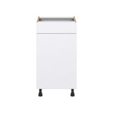 Hugo&Borg Lasalle 18-in W x 34.5-in H x 24-in D Bright White Slab 1-Drawer Base Fully Assembled Cabinet (Flat Panel Slab Style)