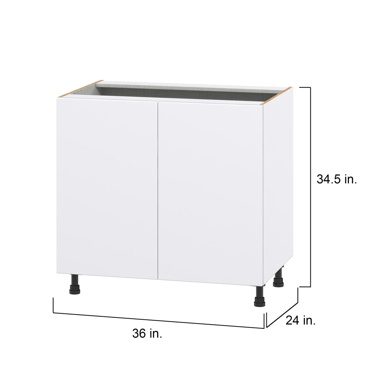Hugo&Borg Lasalle 36-in W x 34.5-in H x 24-in D Bright White Slab 3-Drawers Base Fully Assembled Cabinet (Flat Panel Slab Style)