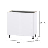 Hugo&Borg Lasalle 36-in W x 34.5-in H x 24-in D Bright White Slab 3-Drawers Base Fully Assembled Cabinet (Flat Panel Slab Style)