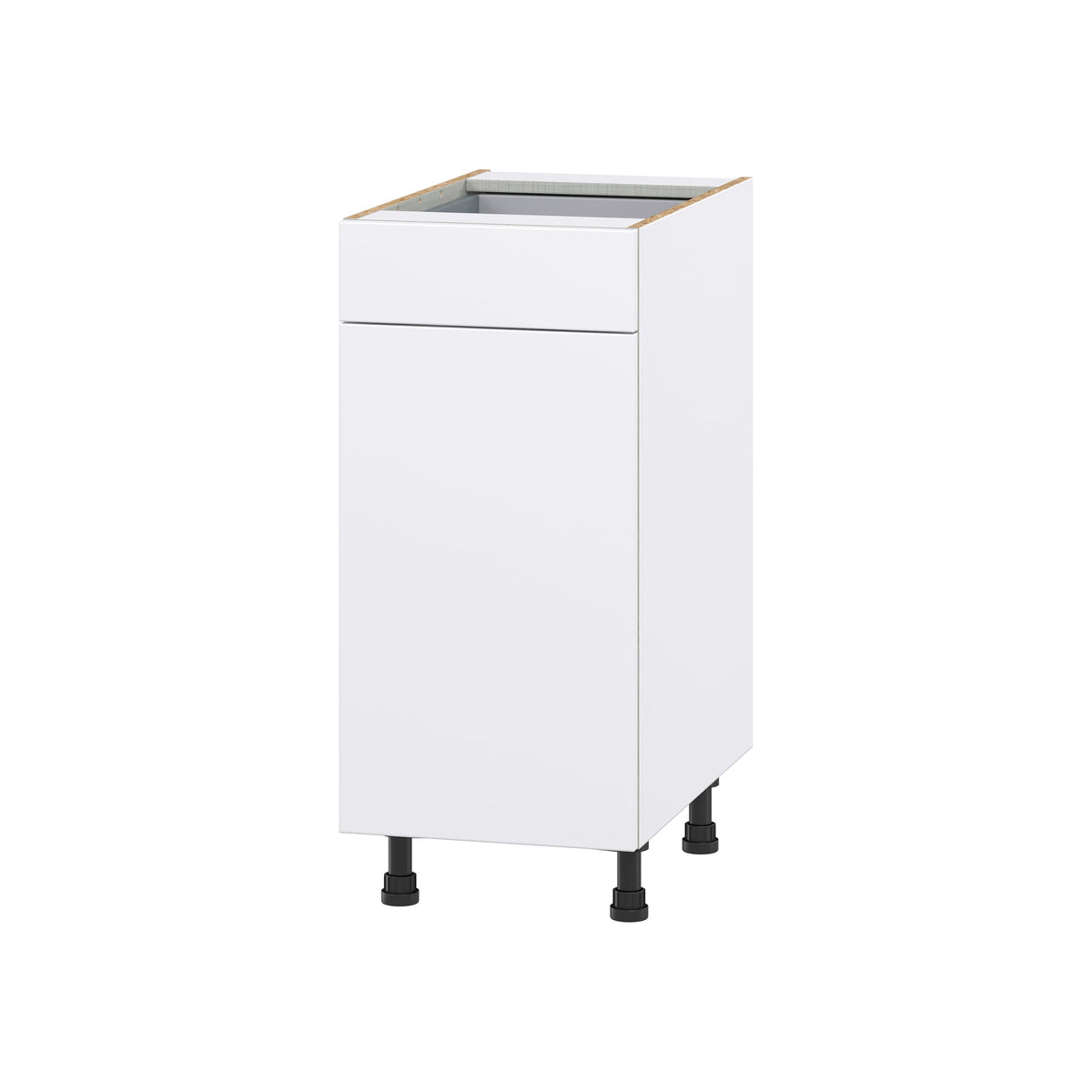 Hugo&Borg Lasalle 15-in W x 34.5-in H x 24-in D Bright White Slab 1-Drawer Base Fully Assembled Cabinet (Flat Panel Slab Style)