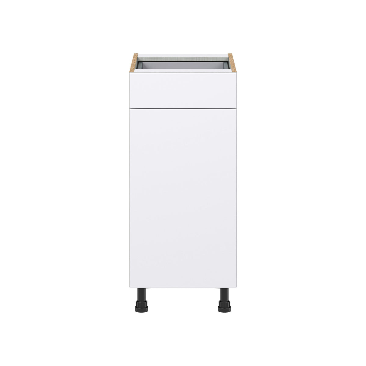 Hugo&Borg Lasalle 15-in W x 34.5-in H x 24-in D Bright White Slab 1-Drawer Base Fully Assembled Cabinet (Flat Panel Slab Style)