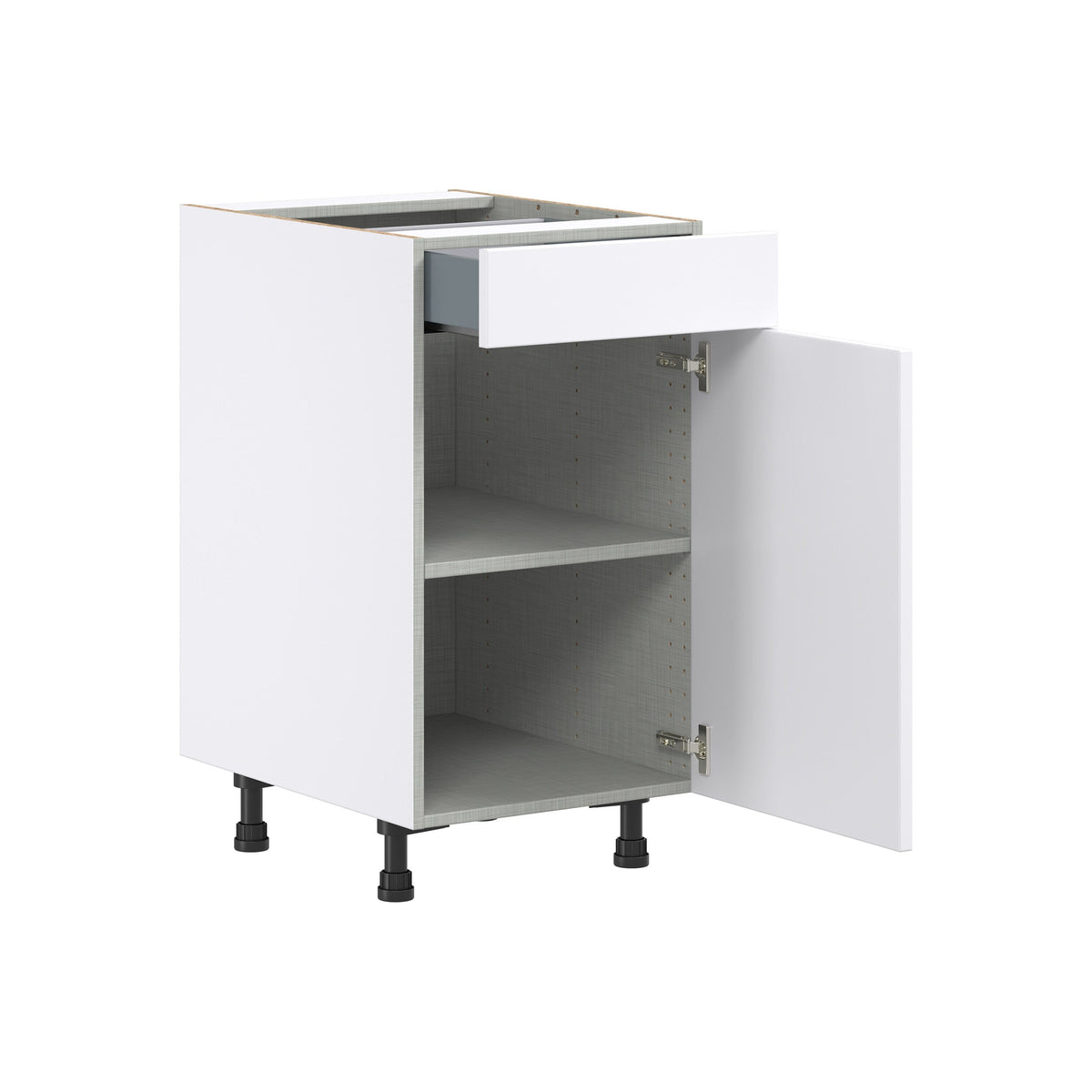 Hugo&Borg Lasalle 18-in W x 34.5-in H x 24-in D Bright White Slab 1-Drawer Base Fully Assembled Cabinet (Flat Panel Slab Style)