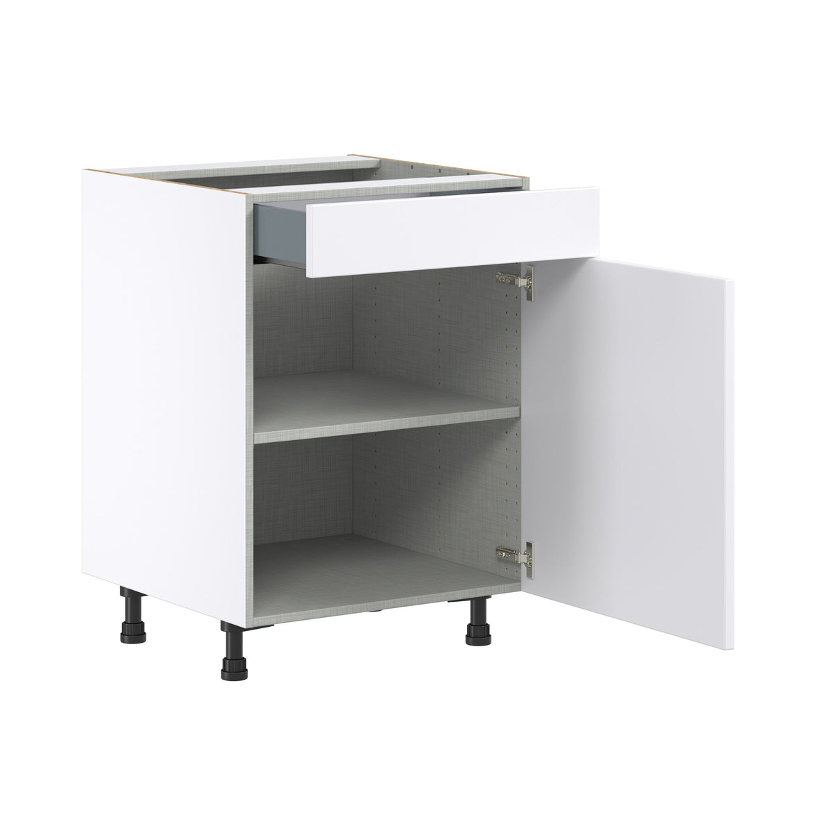 Hugo&Borg Lasalle 24-in W x 34.5-in H x 24-in D Bright White Slab 1-Drawer Base Fully Assembled Cabinet (Flat Panel Slab Style)