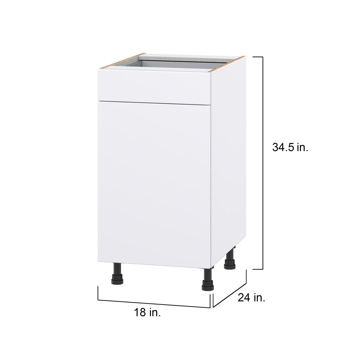 Hugo&Borg Lasalle 18-in W x 34.5-in H x 24-in D Bright White Slab 1-Drawer Base Fully Assembled Cabinet (Flat Panel Slab Style)