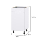 Hugo&Borg Lasalle 18-in W x 34.5-in H x 24-in D Bright White Slab 1-Drawer Base Fully Assembled Cabinet (Flat Panel Slab Style)
