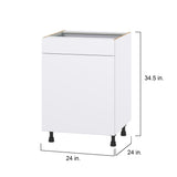 Hugo&Borg Lasalle 24-in W x 34.5-in H x 24-in D Bright White Slab 1-Drawer Base Fully Assembled Cabinet (Flat Panel Slab Style)