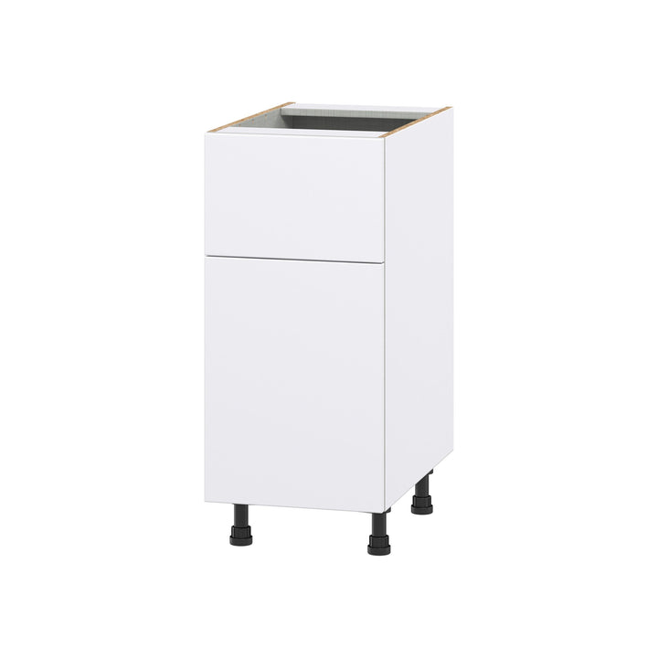 Hugo&Borg Lasalle 15-in W x 34.5-in H x 24-in D Bright White Slab 1-Drawer Base Fully Assembled Cabinet (Flat Panel Slab Style)
