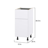Hugo&Borg Lasalle 15-in W x 34.5-in H x 24-in D Bright White Slab 1-Drawer Base Fully Assembled Cabinet (Flat Panel Slab Style)