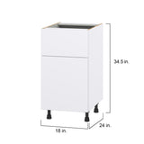Hugo&Borg Lasalle 18-in W x 34.5-in H x 24-in D Bright White Slab 1-Drawer Base Fully Assembled Cabinet (Flat Panel Slab Style)