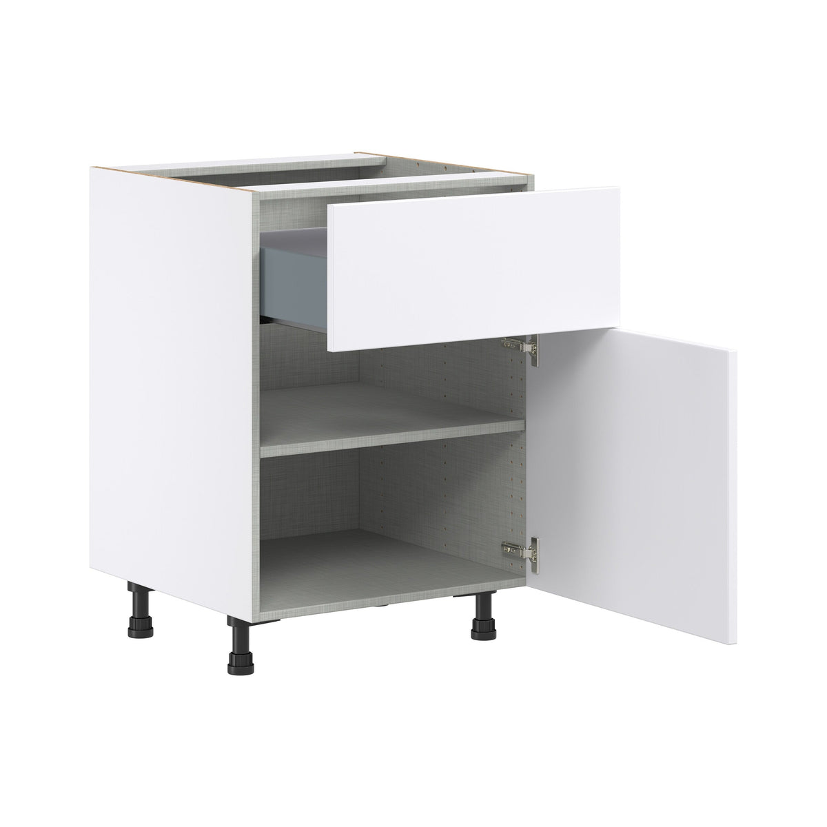 Hugo&Borg Lasalle 24-in W x 34.5-in H x 24-in D Bright White Slab 1-Drawer Base Fully Assembled Cabinet (Flat Panel Slab Style)