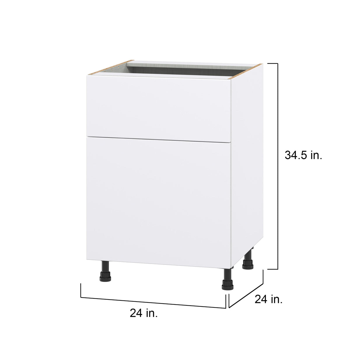 Hugo&Borg Lasalle 24-in W x 34.5-in H x 24-in D Bright White Slab 1-Drawer Base Fully Assembled Cabinet (Flat Panel Slab Style)