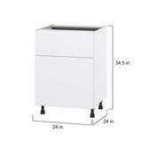Hugo&Borg Lasalle 24-in W x 34.5-in H x 24-in D Bright White Slab 1-Drawer Base Fully Assembled Cabinet (Flat Panel Slab Style)