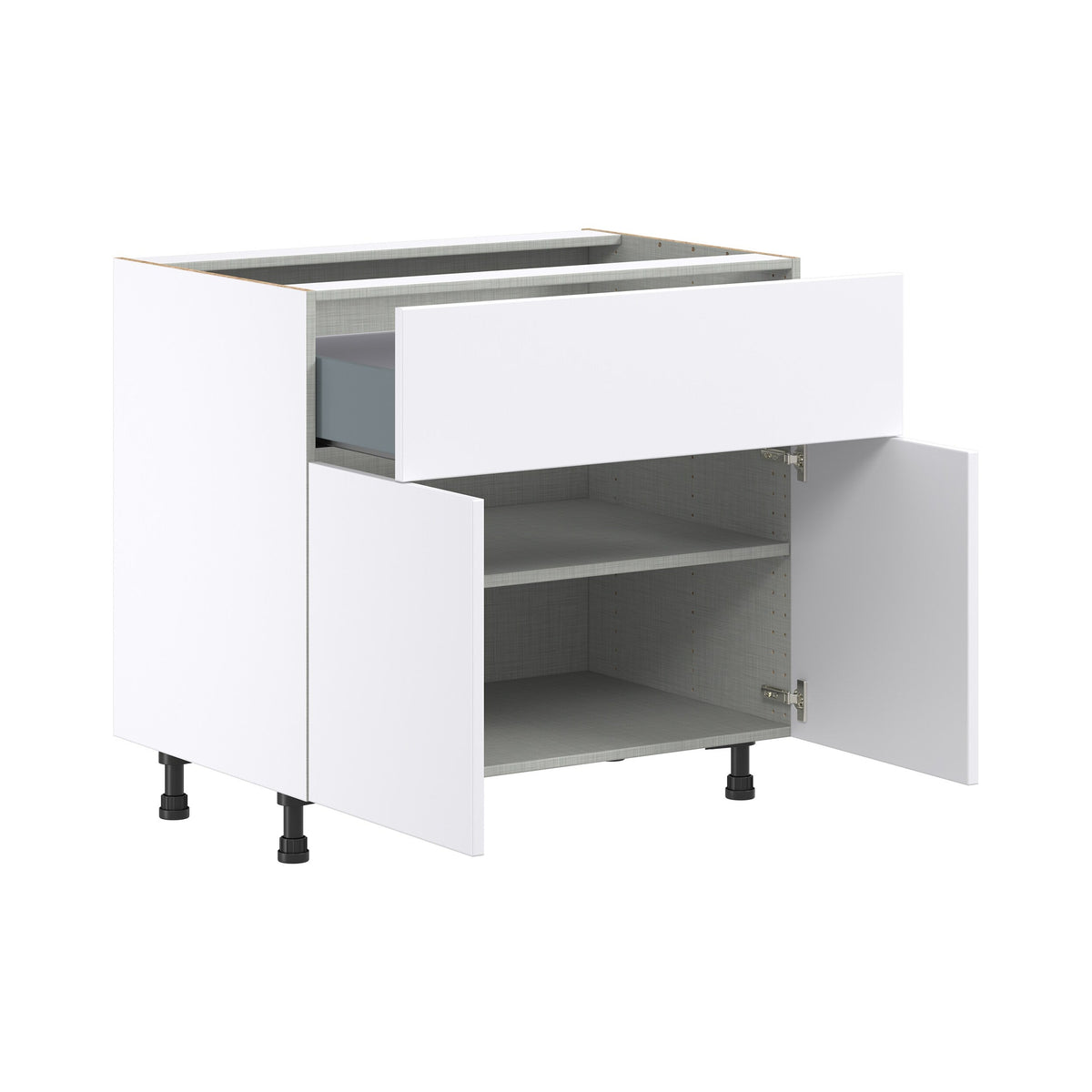 Hugo&Borg Lasalle 36-in W x 34.5-in H x 24-in D Bright White Slab 1-Drawer Base Fully Assembled Cabinet (Flat Panel Slab Style)