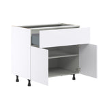 Hugo&Borg Lasalle 36-in W x 34.5-in H x 24-in D Bright White Slab 1-Drawer Base Fully Assembled Cabinet (Flat Panel Slab Style)