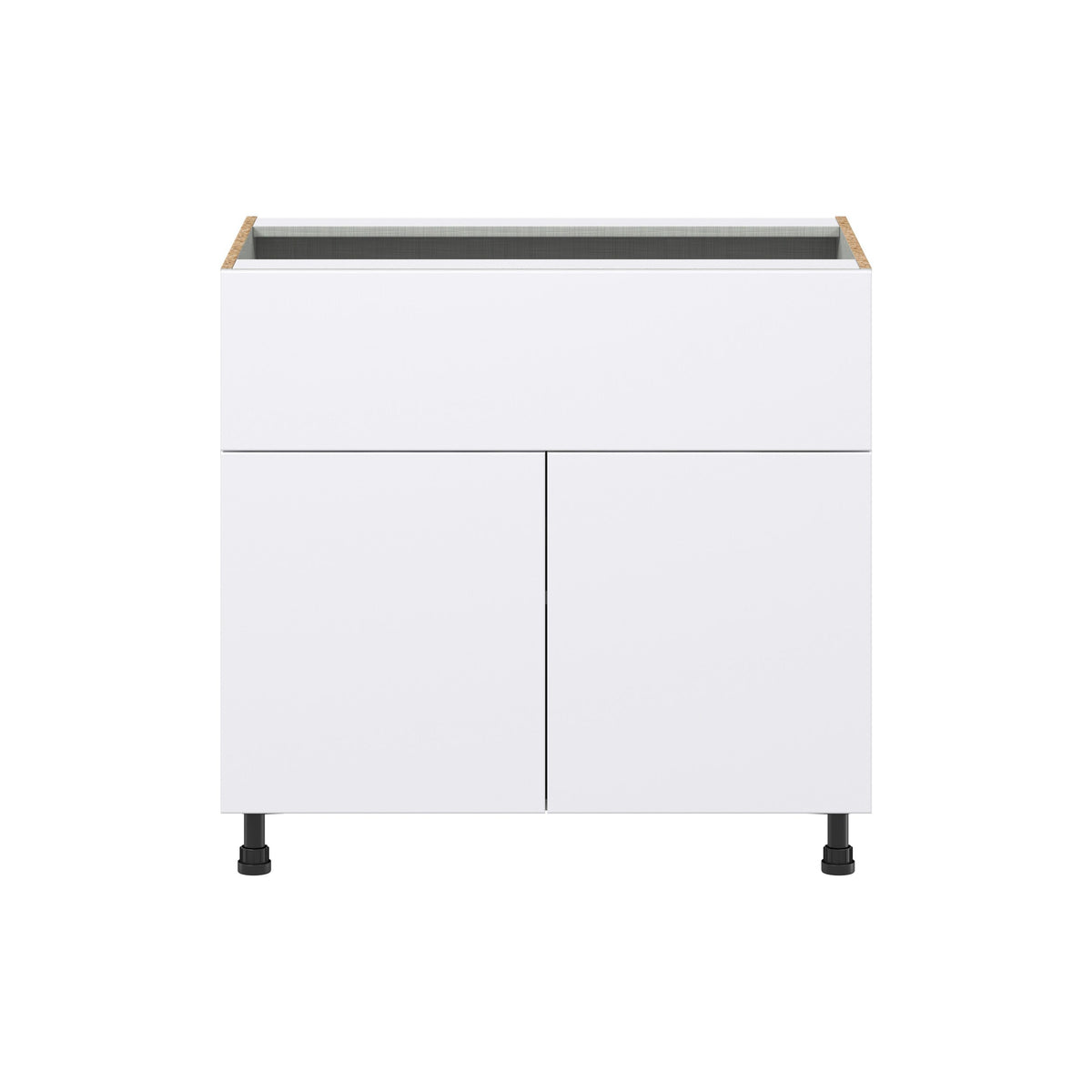 Hugo&Borg Lasalle 36-in W x 34.5-in H x 24-in D Bright White Slab 1-Drawer Base Fully Assembled Cabinet (Flat Panel Slab Style)