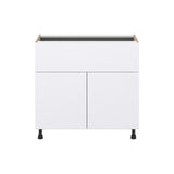 Hugo&Borg Lasalle 36-in W x 34.5-in H x 24-in D Bright White Slab 1-Drawer Base Fully Assembled Cabinet (Flat Panel Slab Style)
