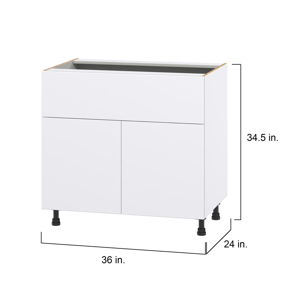 Hugo&Borg Lasalle 36-in W x 34.5-in H x 24-in D Bright White Slab 1-Drawer Base Fully Assembled Cabinet (Flat Panel Slab Style)