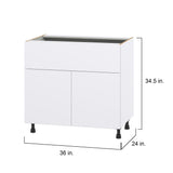 Hugo&Borg Lasalle 36-in W x 34.5-in H x 24-in D Bright White Slab 1-Drawer Base Fully Assembled Cabinet (Flat Panel Slab Style)
