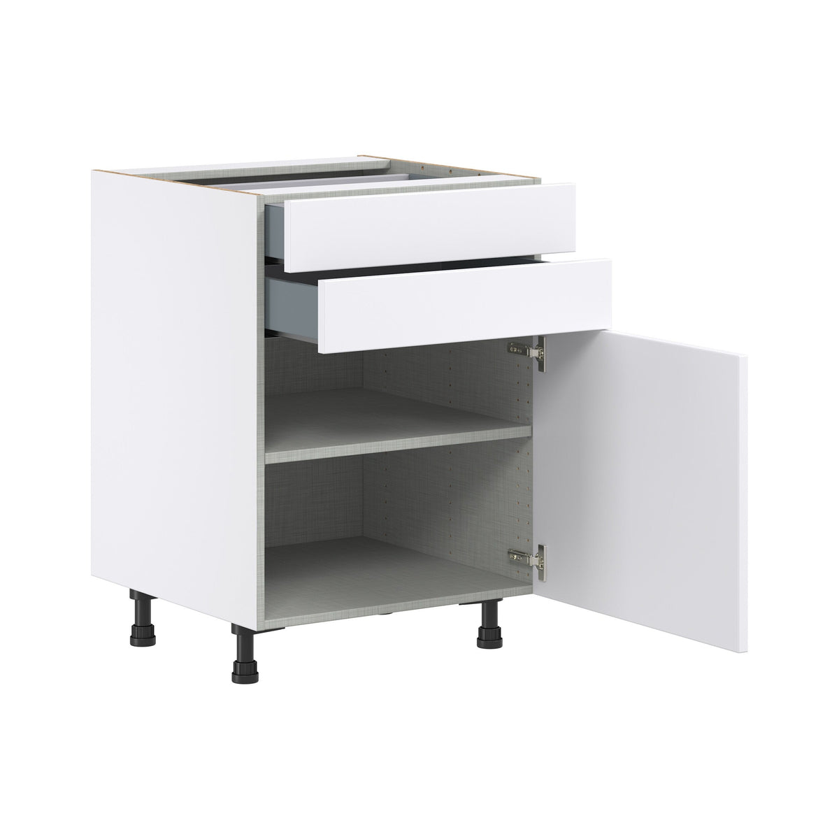 Hugo&Borg Lasalle 24-in W x 34.5-in H x 24-in D Bright White Slab 2-Drawers Base Fully Assembled Cabinet (Flat Panel Slab Style)