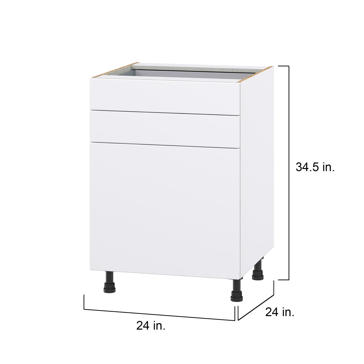 Hugo&Borg Lasalle 24-in W x 34.5-in H x 24-in D Bright White Slab 2-Drawers Base Fully Assembled Cabinet (Flat Panel Slab Style)