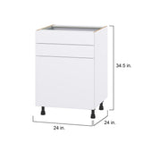 Hugo&Borg Lasalle 24-in W x 34.5-in H x 24-in D Bright White Slab 2-Drawers Base Fully Assembled Cabinet (Flat Panel Slab Style)