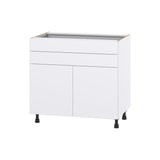 Hugo&Borg Lasalle 36-in W x 34.5-in H x 24-in D Bright White Slab 2-Drawers Base Fully Assembled Cabinet (Flat Panel Slab Style)