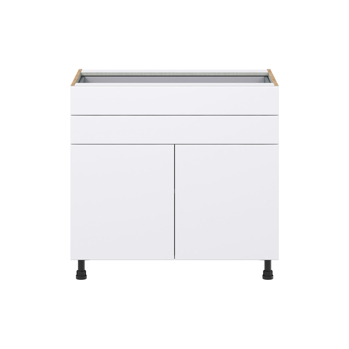 Hugo&Borg Lasalle 36-in W x 34.5-in H x 24-in D Bright White Slab 2-Drawers Base Fully Assembled Cabinet (Flat Panel Slab Style)