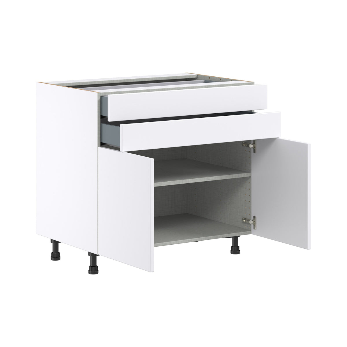 Hugo&Borg Lasalle 36-in W x 34.5-in H x 24-in D Bright White Slab 2-Drawers Base Fully Assembled Cabinet (Flat Panel Slab Style)