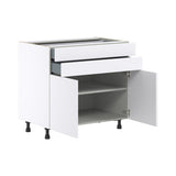 Hugo&Borg Lasalle 36-in W x 34.5-in H x 24-in D Bright White Slab 2-Drawers Base Fully Assembled Cabinet (Flat Panel Slab Style)