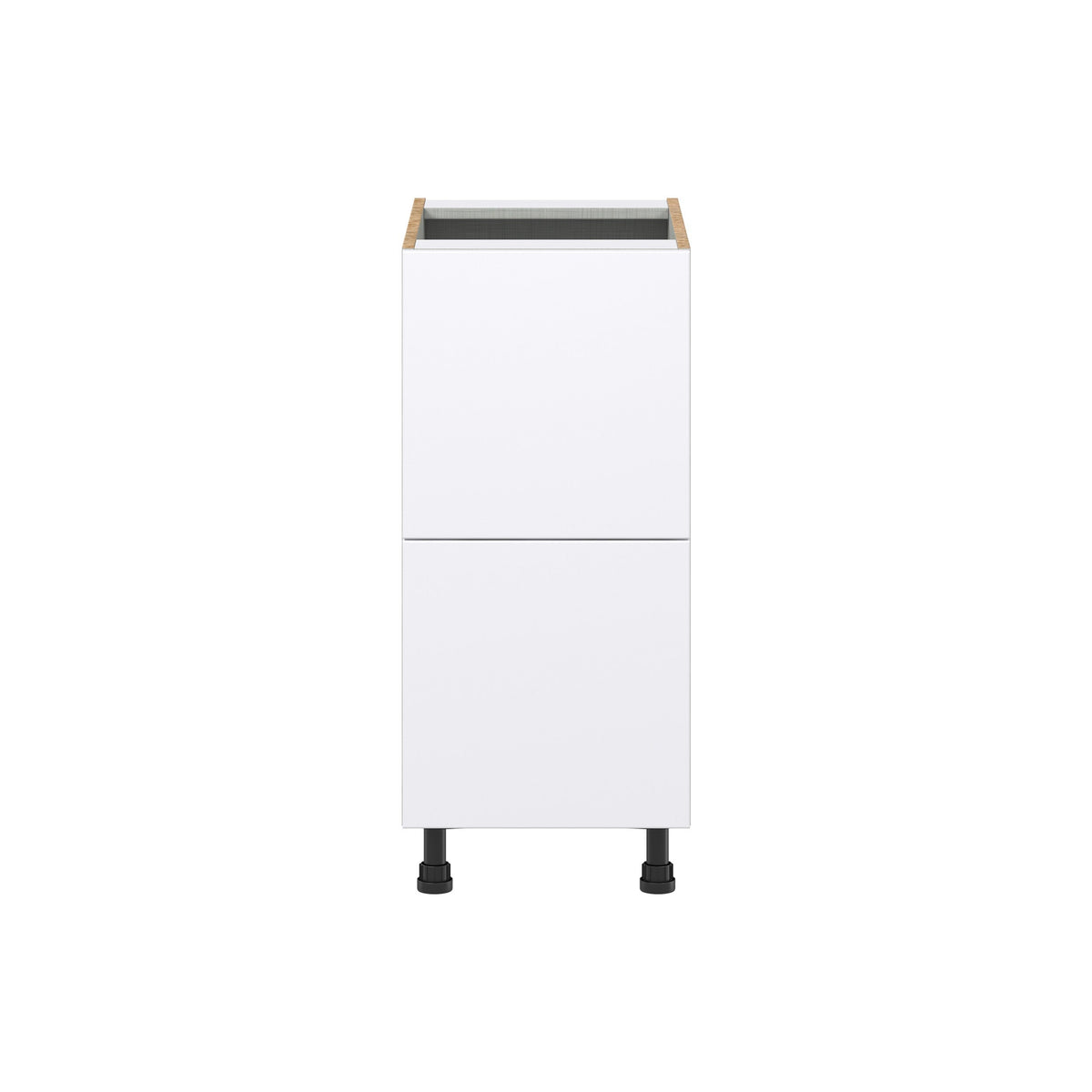 Hugo&Borg Lasalle 15-in W x 34.5-in H x 24-in D Bright White Slab 2-Drawer Base Fully Assembled Cabinet (Flat Panel Style)