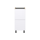 Hugo&Borg Lasalle 15-in W x 34.5-in H x 24-in D Bright White Slab 2-Drawer Base Fully Assembled Cabinet (Flat Panel Style)