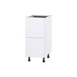 Hugo&Borg Lasalle 15-in W x 34.5-in H x 24-in D Bright White Slab 2-Drawer Base Fully Assembled Cabinet (Flat Panel Style)