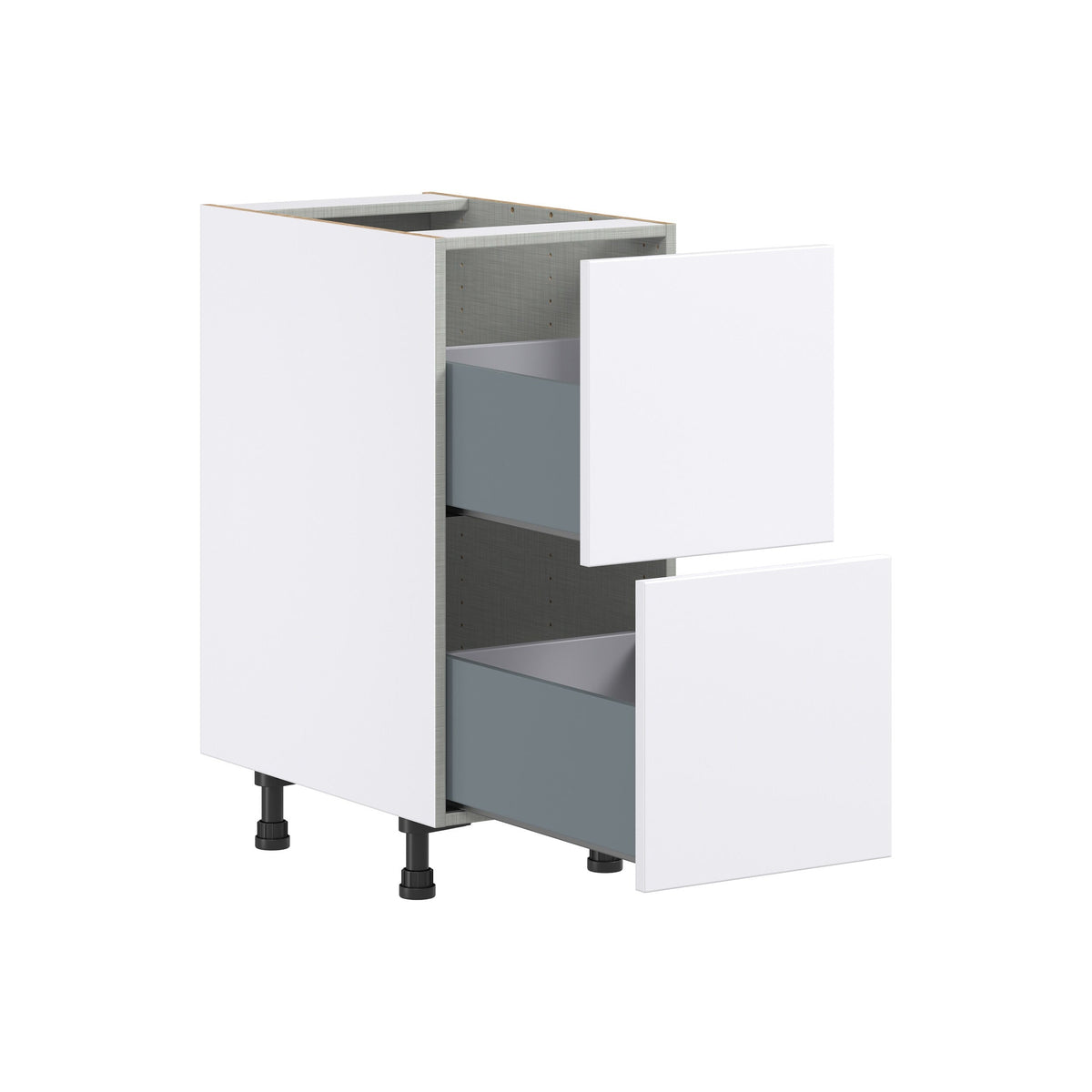 Hugo&Borg Lasalle 15-in W x 34.5-in H x 24-in D Bright White Slab 2-Drawer Base Fully Assembled Cabinet (Flat Panel Style)
