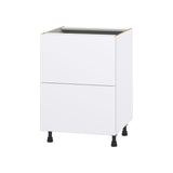 Hugo&Borg Lasalle 24-in W x 34.5-in H x 24-in D Bright White Slab 2-Drawer Base Fully Assembled Cabinet (Flat Panel Style)