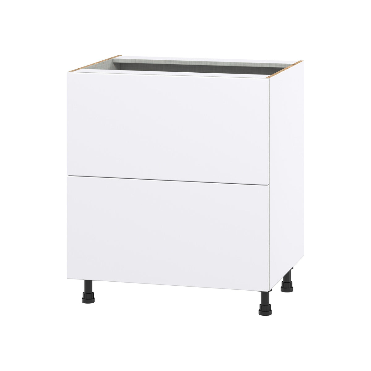 Hugo&Borg Lasalle 30-in W x 34.5-in H x 24-in D Bright White Slab 2-Drawer Base Fully Assembled Cabinet (Flat Panel Style)